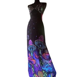 Current Mood Black and Multicolor Maxi Skirt